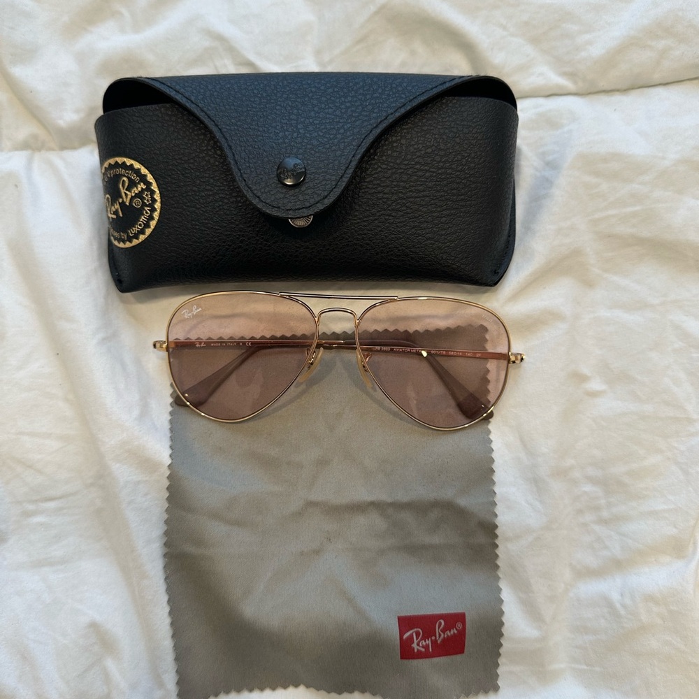 Ray-Ban Gold and Pink Classic Sunglasses